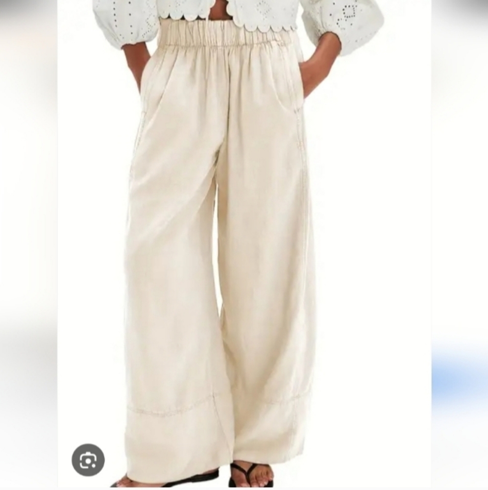 Hooever Womens Casual High Waisted Wide Leg Pants Button Up Straight Leg Trouser